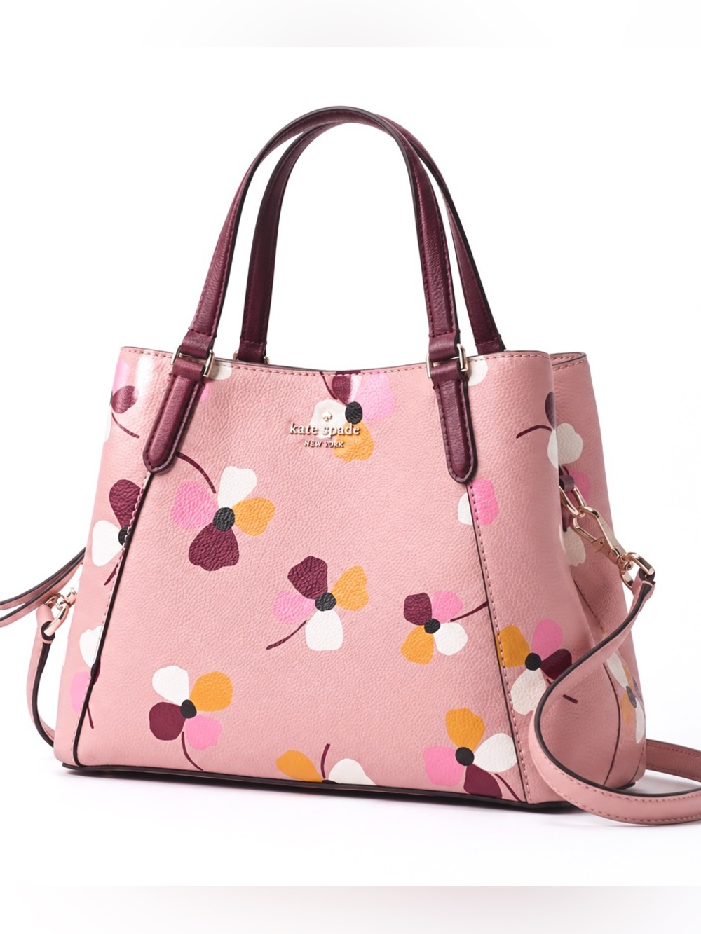 Kate Spade Jackson Dusk Buds Floral Pink Satchel Crossbody Bag MSRP $379